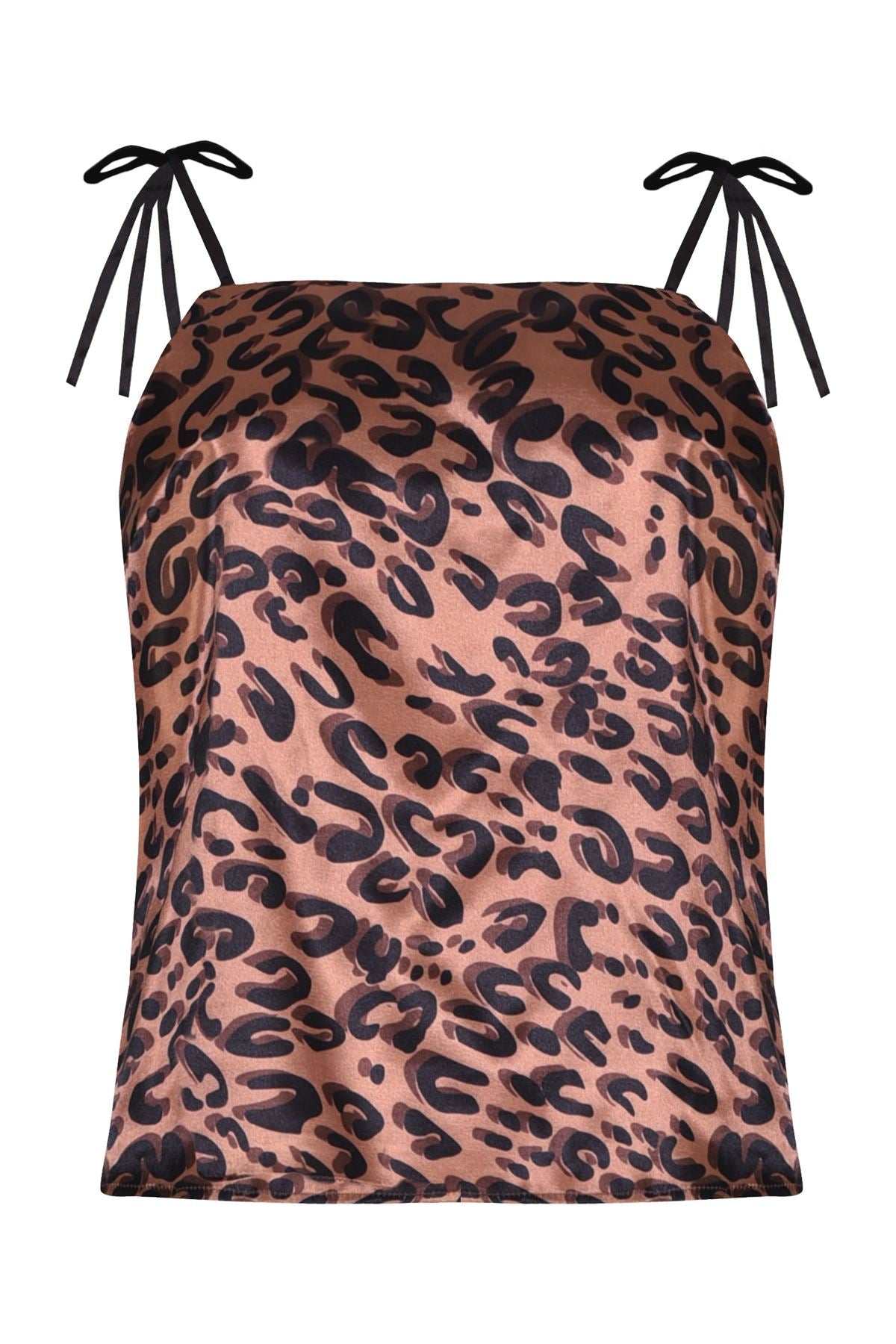 Brown Animal  Top With Tie Straps