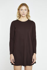 Dark-Brown Basic Long-Sleeve Mini-Dress