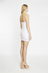 Iridescent-Mini-Sequin Bandeau Mini-Dress