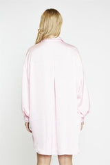 Light Pink Sateen Shirt Hi-Lo-Dress