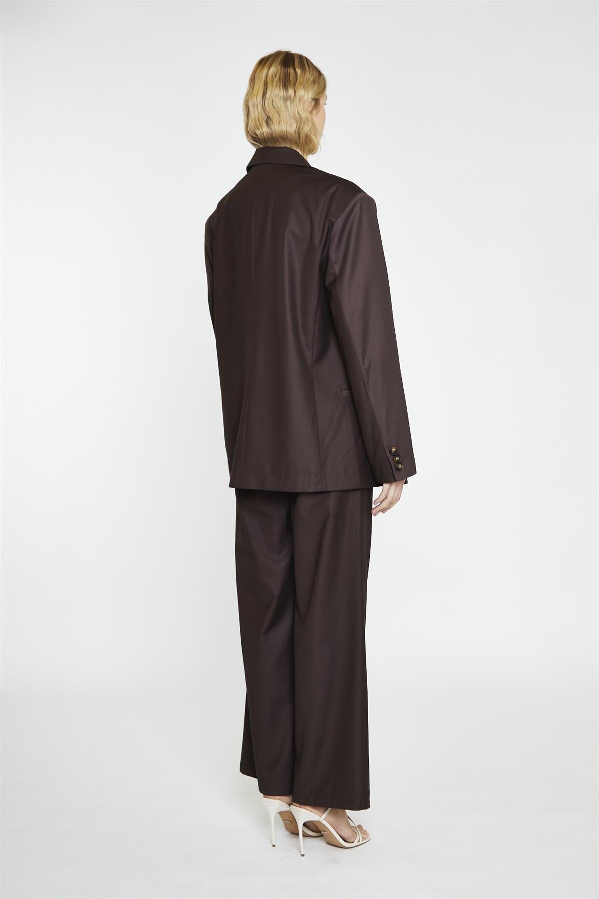 Dark-Brown Oversized-Blazer