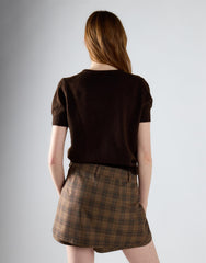 Khaki Brown Short Sleeve Cardigan