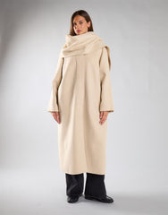 Cream Scarf Long Coat