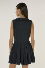 Dark Navy V Neck Sleeveless Dress