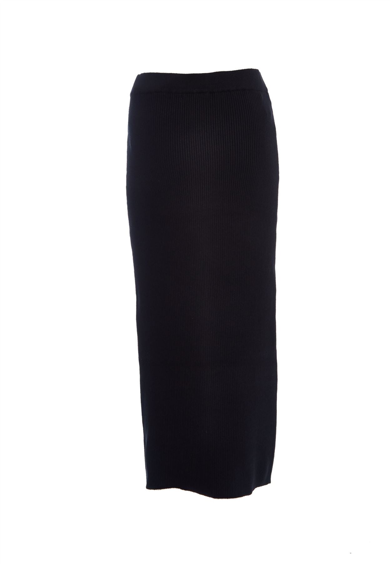 Black Ribbed Midaxi Skirt