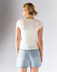 Glamorous White Knitted Button Front Top