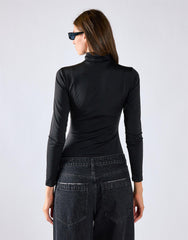 Black High-Neck Long Sleeves Bodysuit