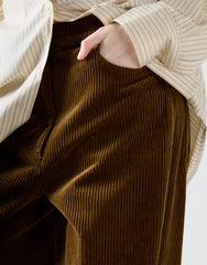 Olive Corduroy Wide Leg Trousers