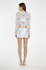 Watercolour Floral Mesh Mini Skirt