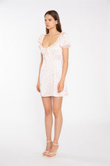 Shift Short Dress - Peach Pink Daisy