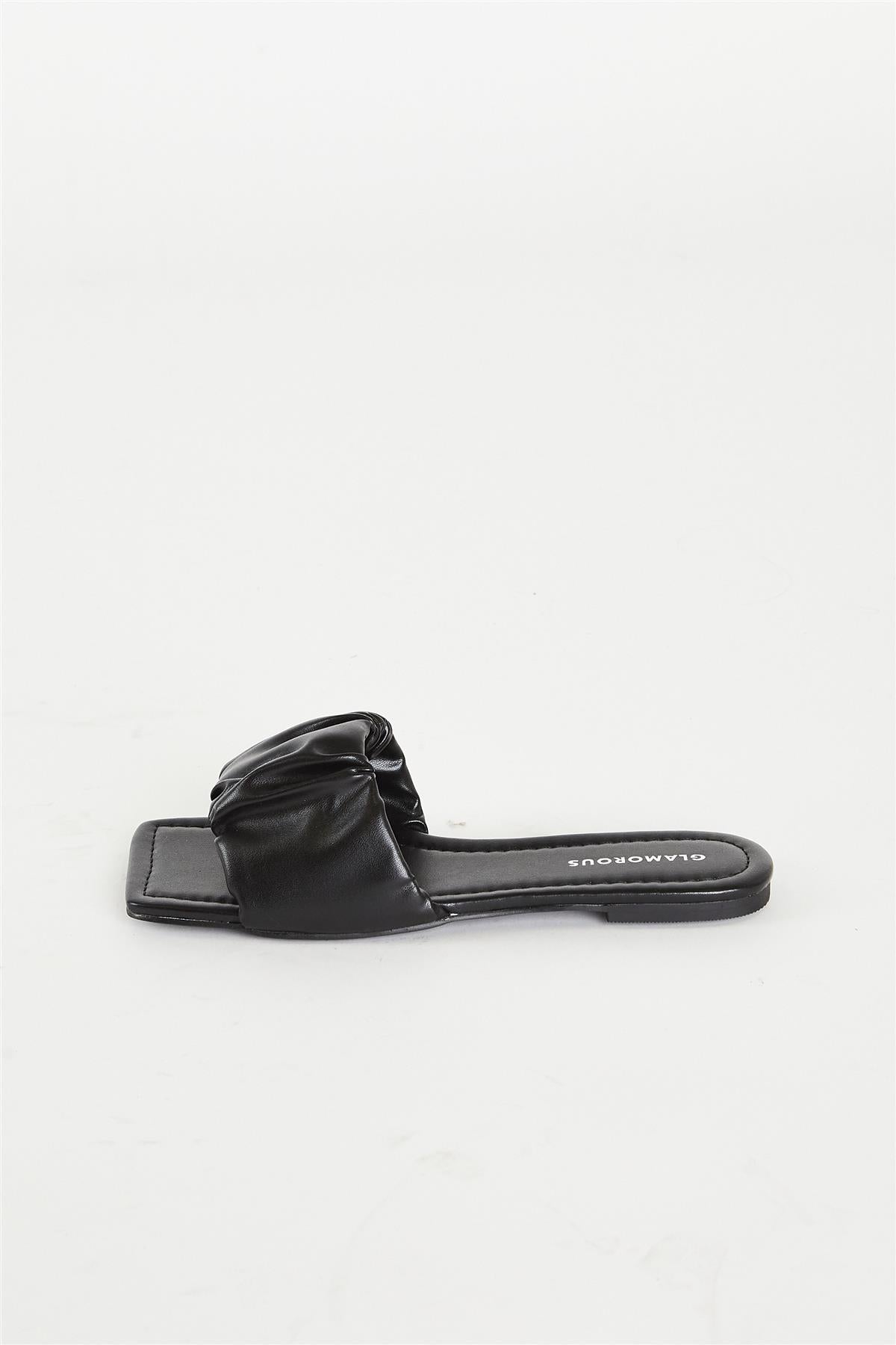 Black Slip-On Flat Sandals
