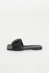 Black Slip-On Flat Sandals