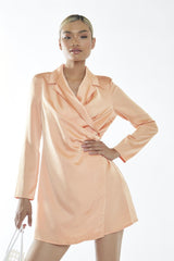 Peach Wrap Shirt Mini-Dress