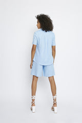 Sky-Blue Relaxed-Fit Button-up-Shirt