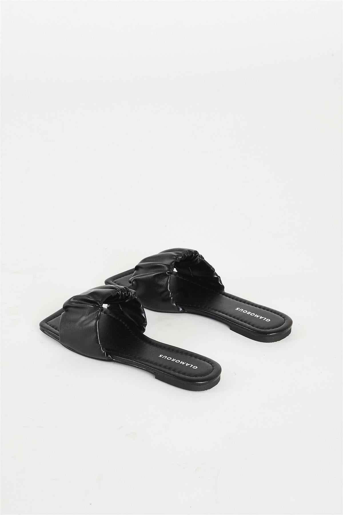 Black Slip-On Flat Sandals