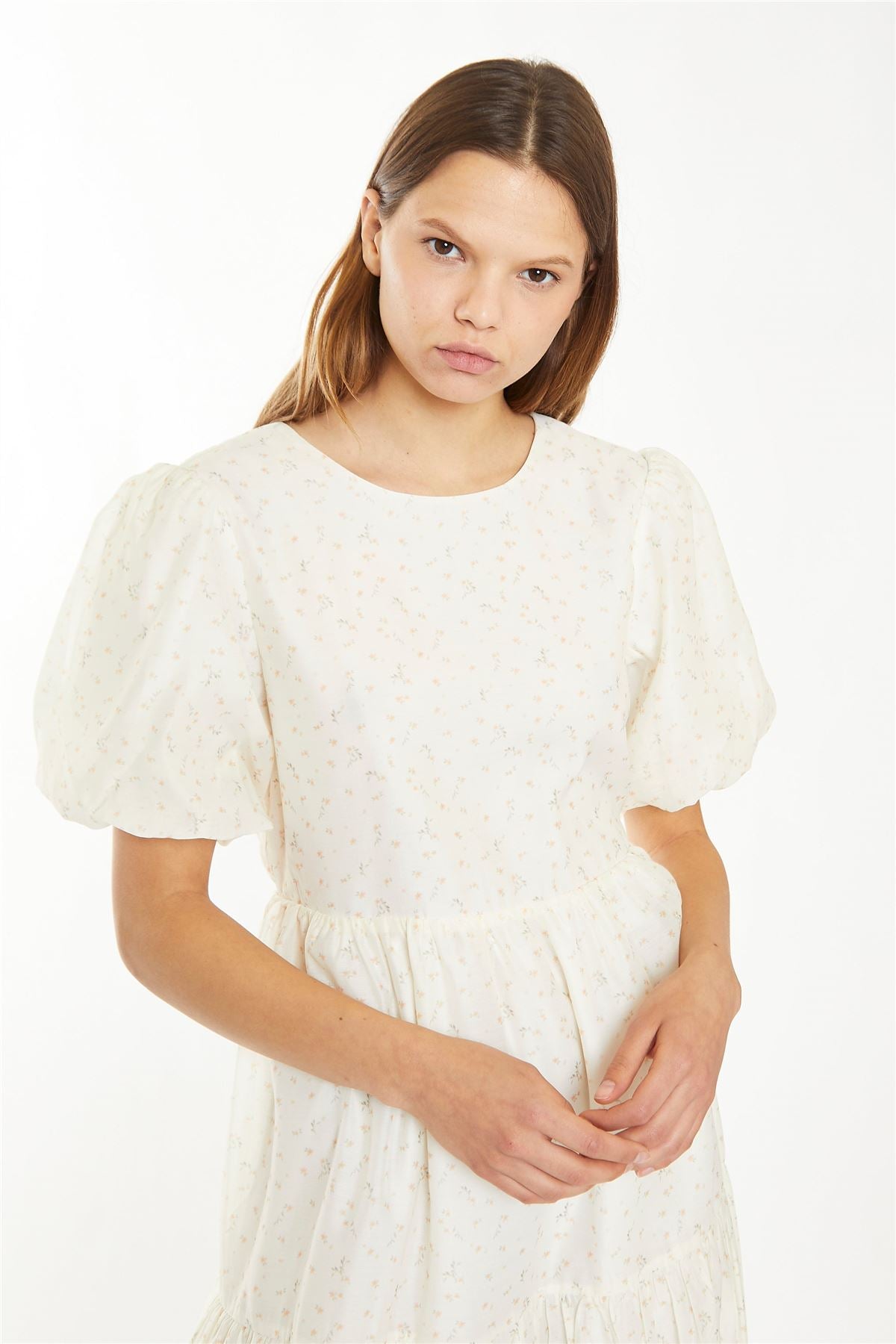 TM0132A-CREAM PEACH DITSY ORGANZA