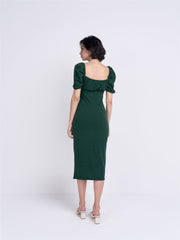 Forest Green Tie Front Midi Dress