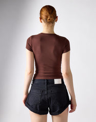 Button Denim Shorts - Washed Black
