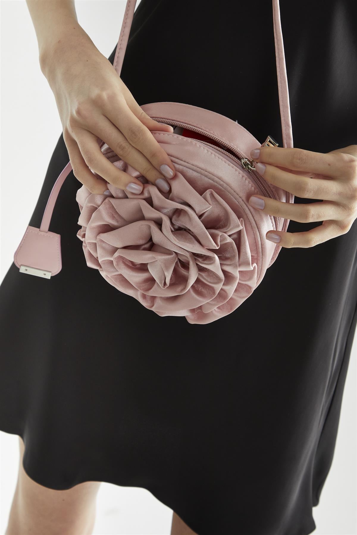Light Pink 3D Rose Clutch-Bag