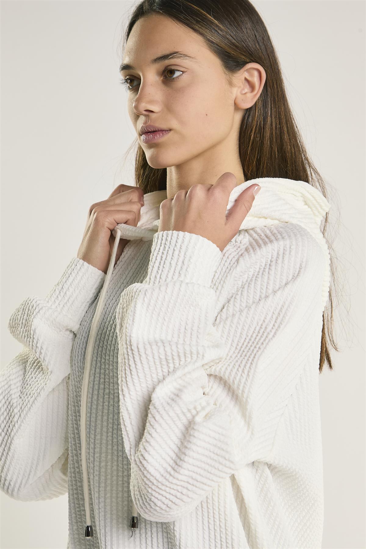 White Hooded Midi-Dress