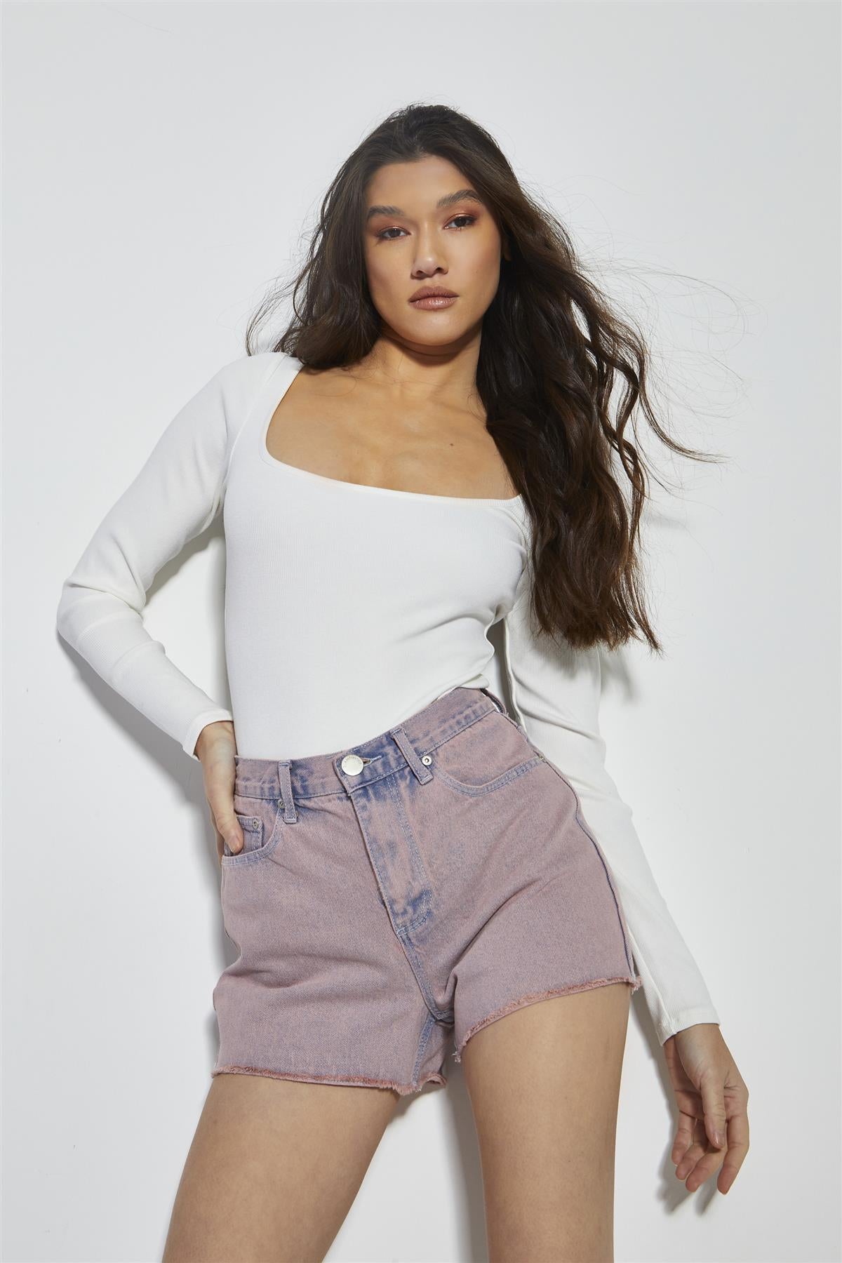Pink Wash Denim Shorts