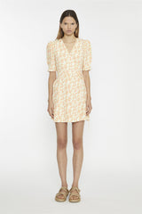 Muskmelon-Multi-Ditsy Wrap Mini-dress