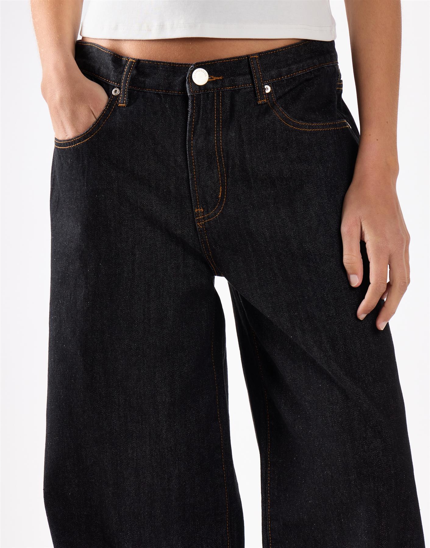 Indigo Mid Rise Baggy Jeans
