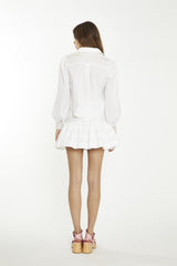 White Pleated Mini-Skirt