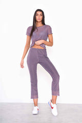 Mini Geo Mesh Cropped Flared Trousers