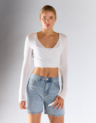 Long Sleeve Cropped Top - Cream
