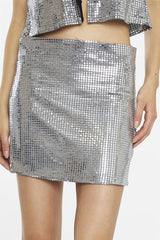 Black-Square-Disco-Sequin Mini-Skirt