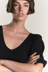 Black Ribbed-Body-Con Mini-Dress