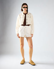 White Cropped Denim Jacket