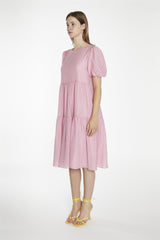 Soft-Pink Tiered Midi-Dress