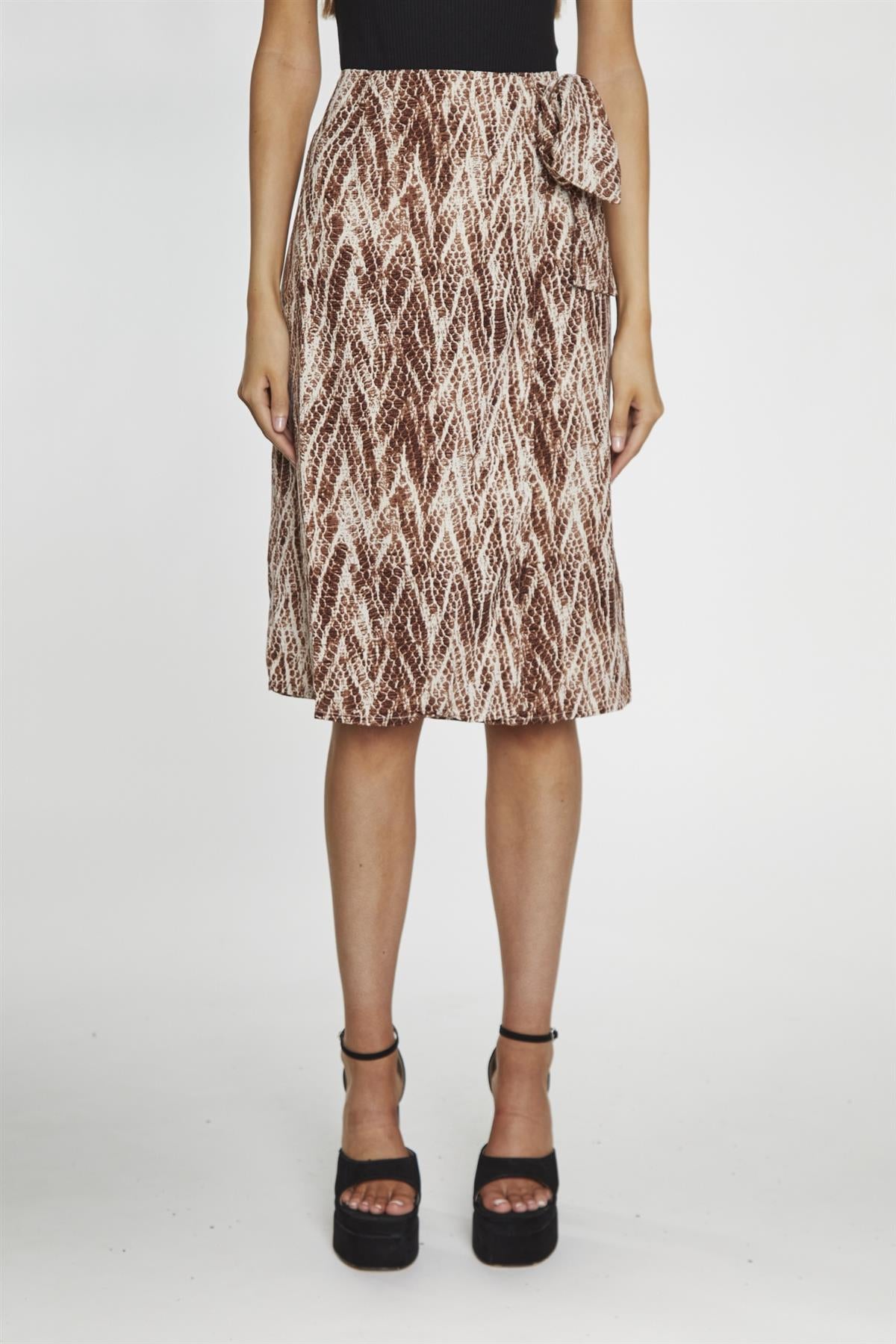 Brown Snake Wrap Skirt