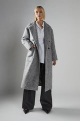 Grey Collared Midi-Coat