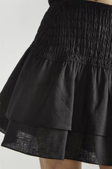 Black Shirred Layered Mini-Skirt
