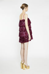 Pink-Tinsel Fringe Mini-Dress
