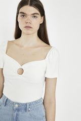Sweetheart Neck Bodysuit - Off White Rib
