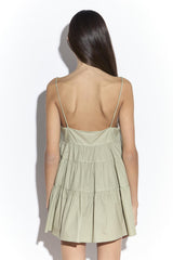 Light Khaki Empire Line Mini Dress