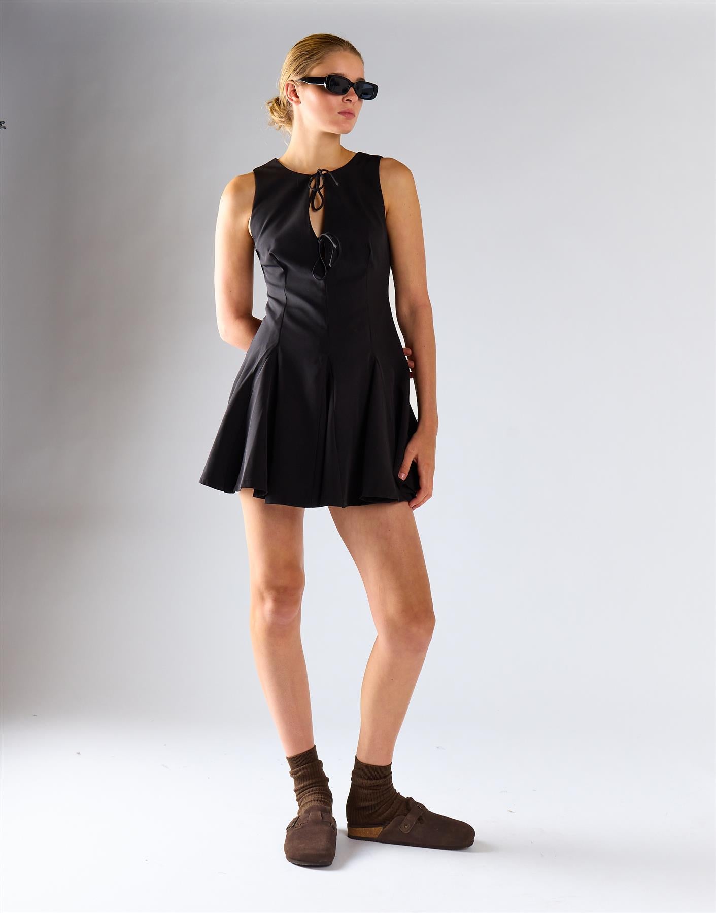 Glamorous Black Tie Front Dress