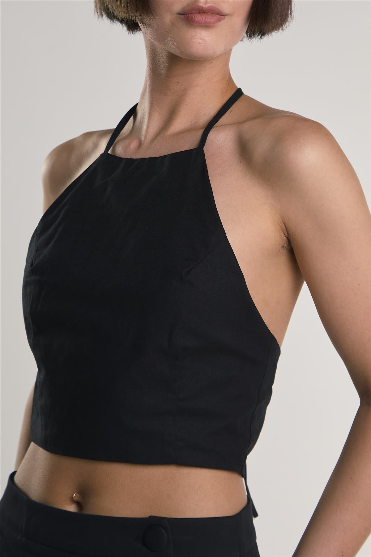 Black Halter-Neck Crop-Top