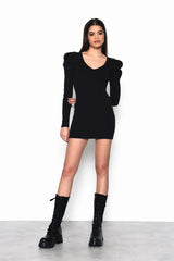 Black V-Neck-Mini-Dresses