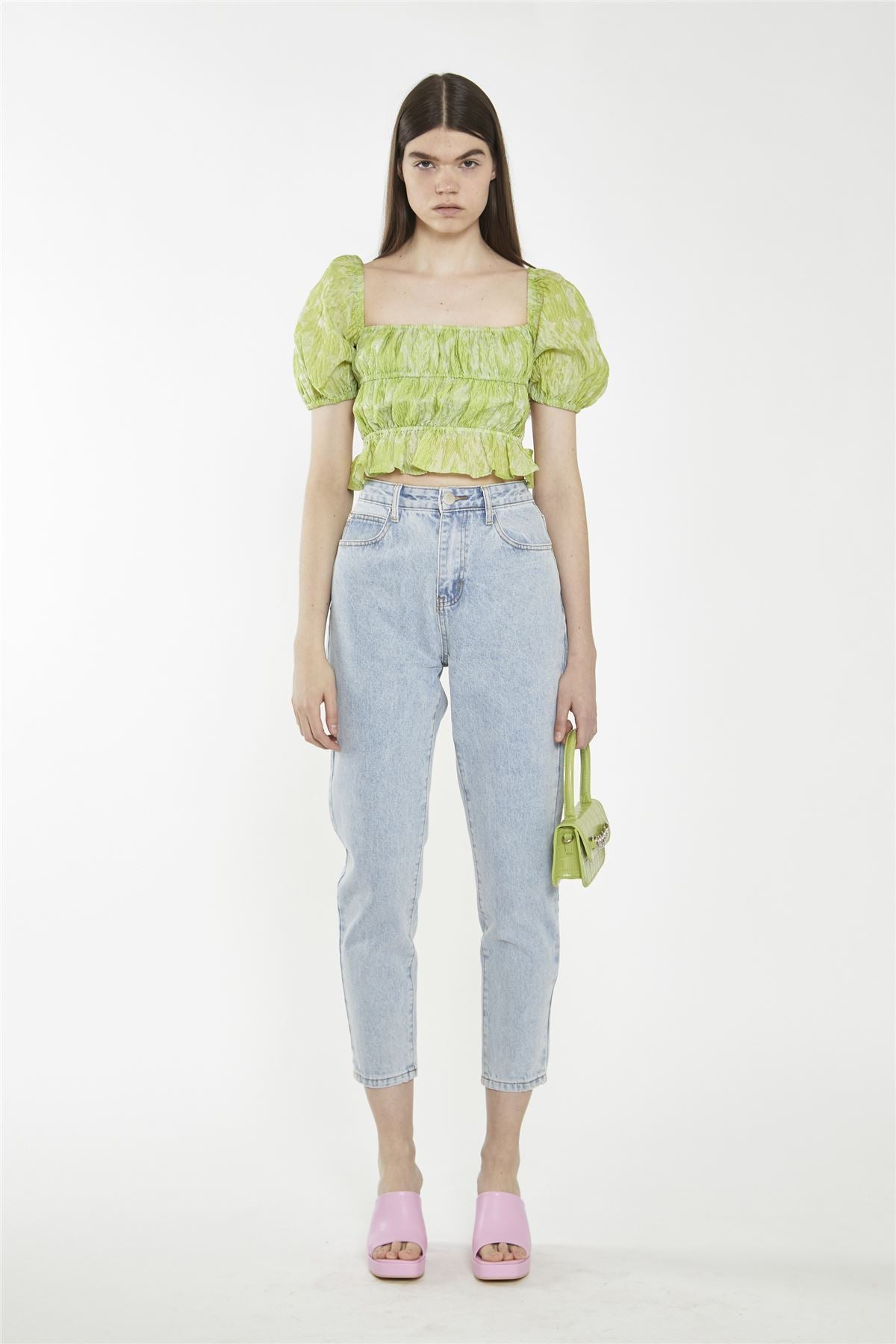 CK6976-LIME ORGANZA JACQUARD