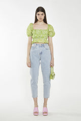 CK6976-LIME ORGANZA JACQUARD