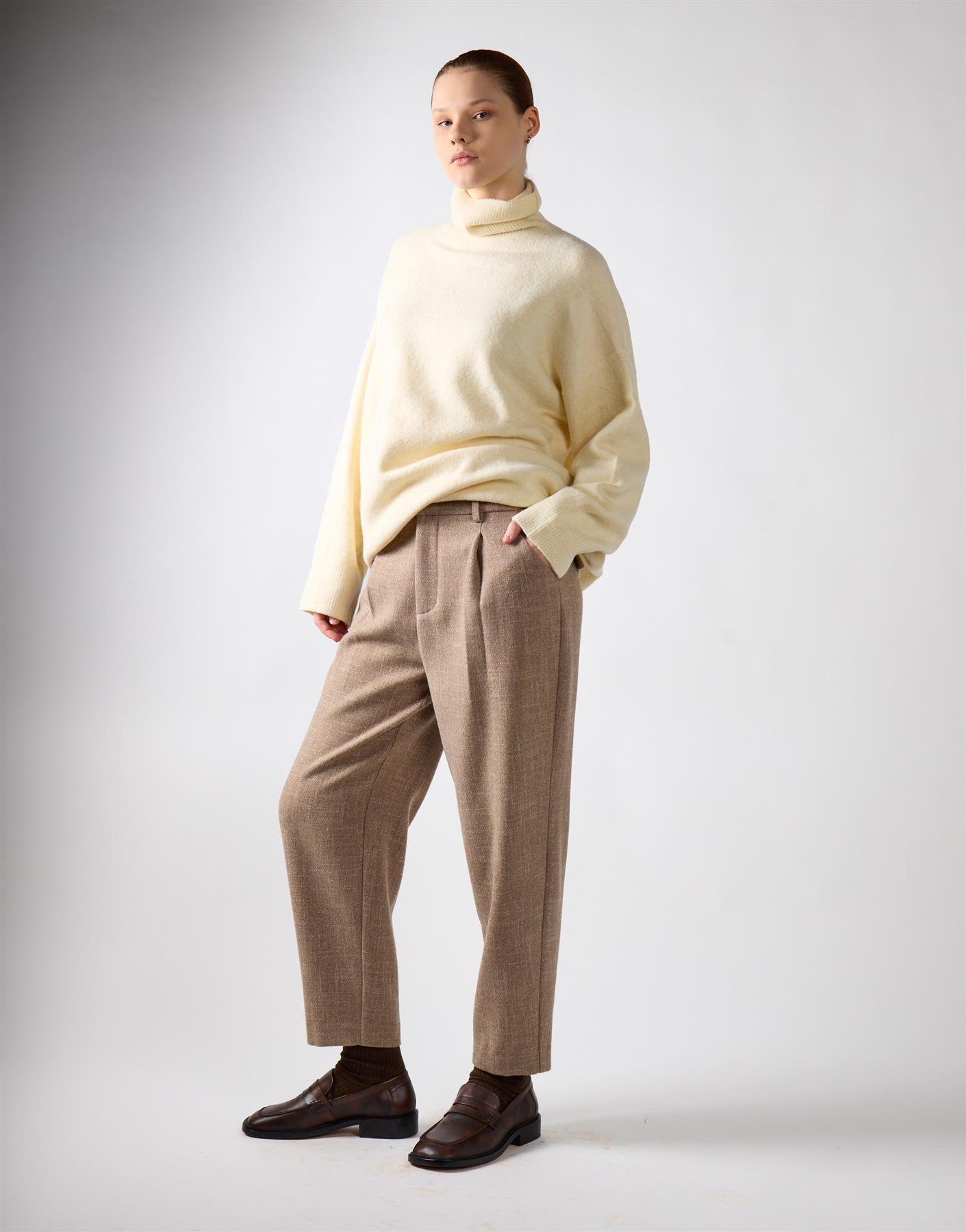 Stone Textured Tailored Fit Trousers