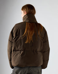 Deep Khaki Scarf Detail Padded Jacket