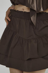 Brown Frill Mini Skirt