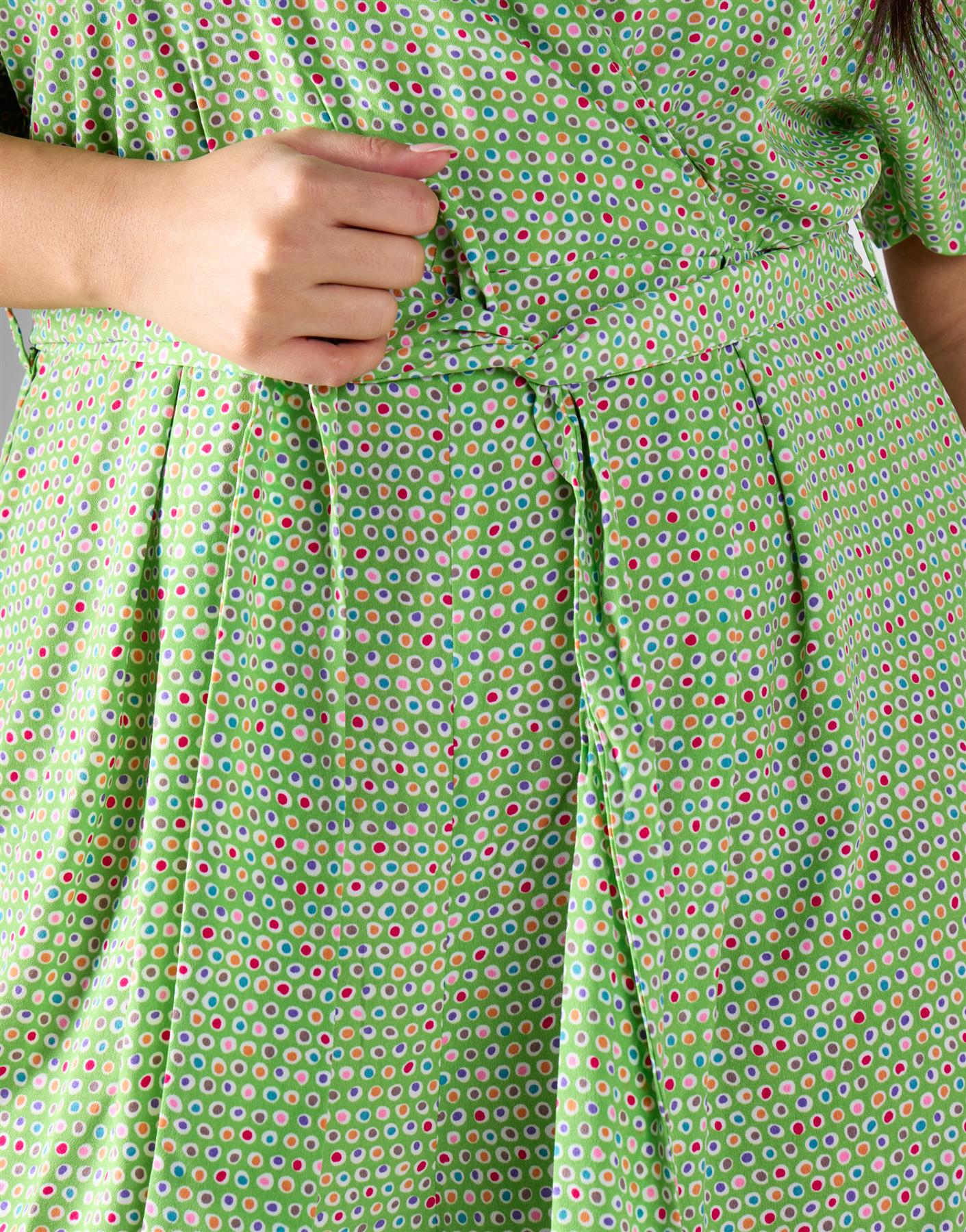 Glamorous Curve Green Multi Dot Jumpsuit
