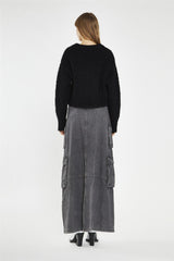 Denim Long Skirt - Grey Wash